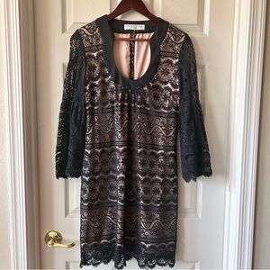 Trina Turk Black Lace Overlay Dress Women’s Size 6 Lined Cocktail Party